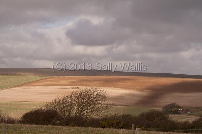 clouds over downs.jpg - Clouds throwing shadows acrosss fields in the South Downs